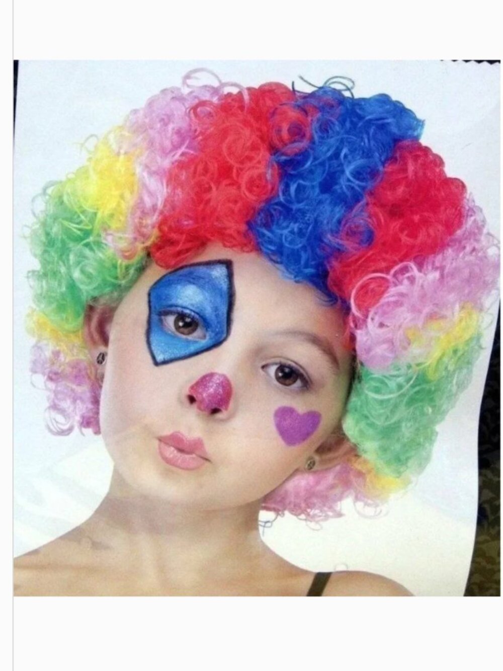 Clown Rainbow Afro Wig Curly Halloween Costume Accessory Unisex Kids 3+